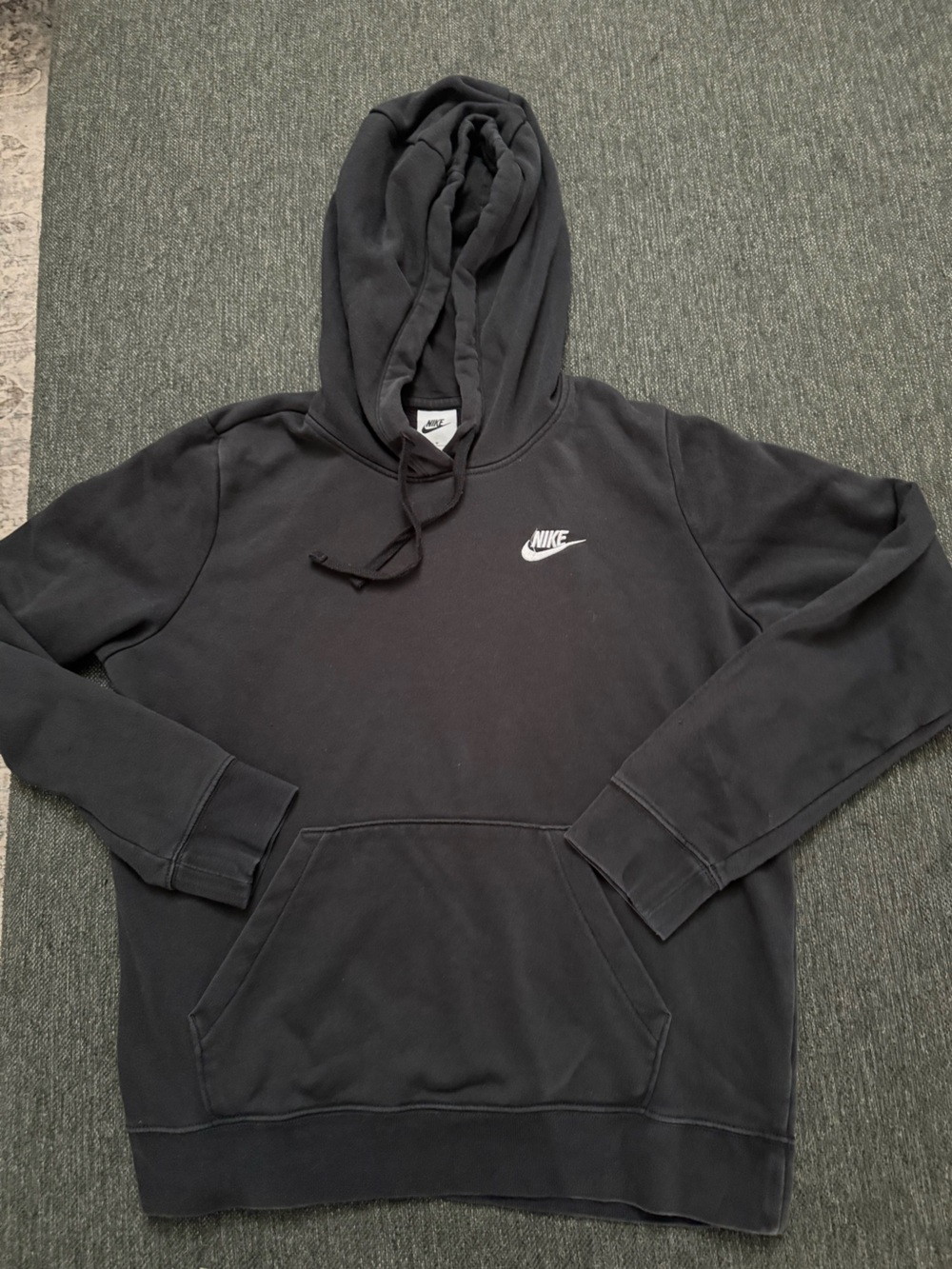 Adult men’s or women’s Nike Black Pullover Hoodie size Medium with White Swoosh